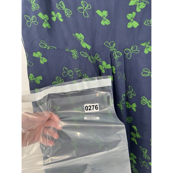 Juicy Couture Vintage Blue with Green Bows Silk Dress 12 NWT babydoll Holiday - Picture 14 of 16